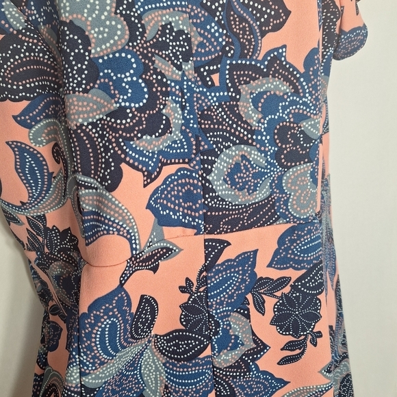 I Le New York Womens Flare Dress Floral Short Sleeve Scallop Neck Officecore 12 - Picture 7 of 12